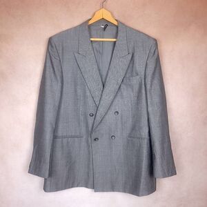 Vintage Ducatti Per Uomo Blazer Suit Gray Herringbone Wool Blend Size 46